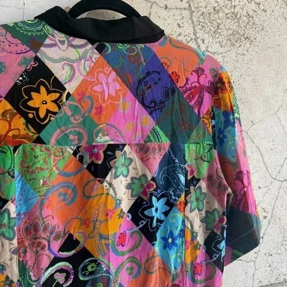 Patchwork Shirt Dress Nasty Gal Y2K Colorful Festival Party‎ Mini Womens 6 NWT - Picture 5 of 8